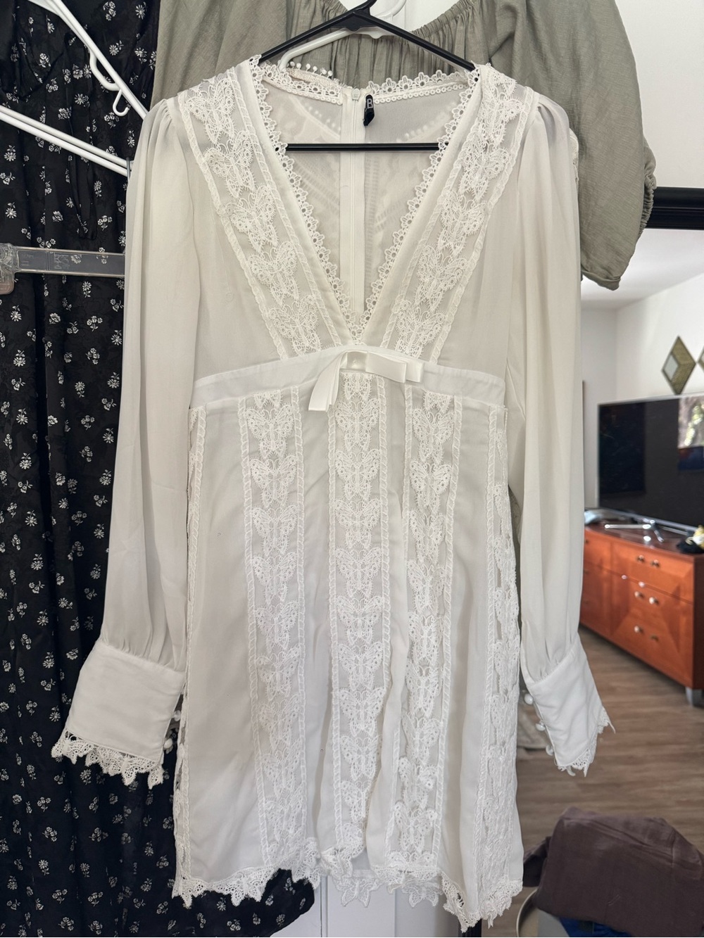 CBR White minidress with lace paneling Size Small